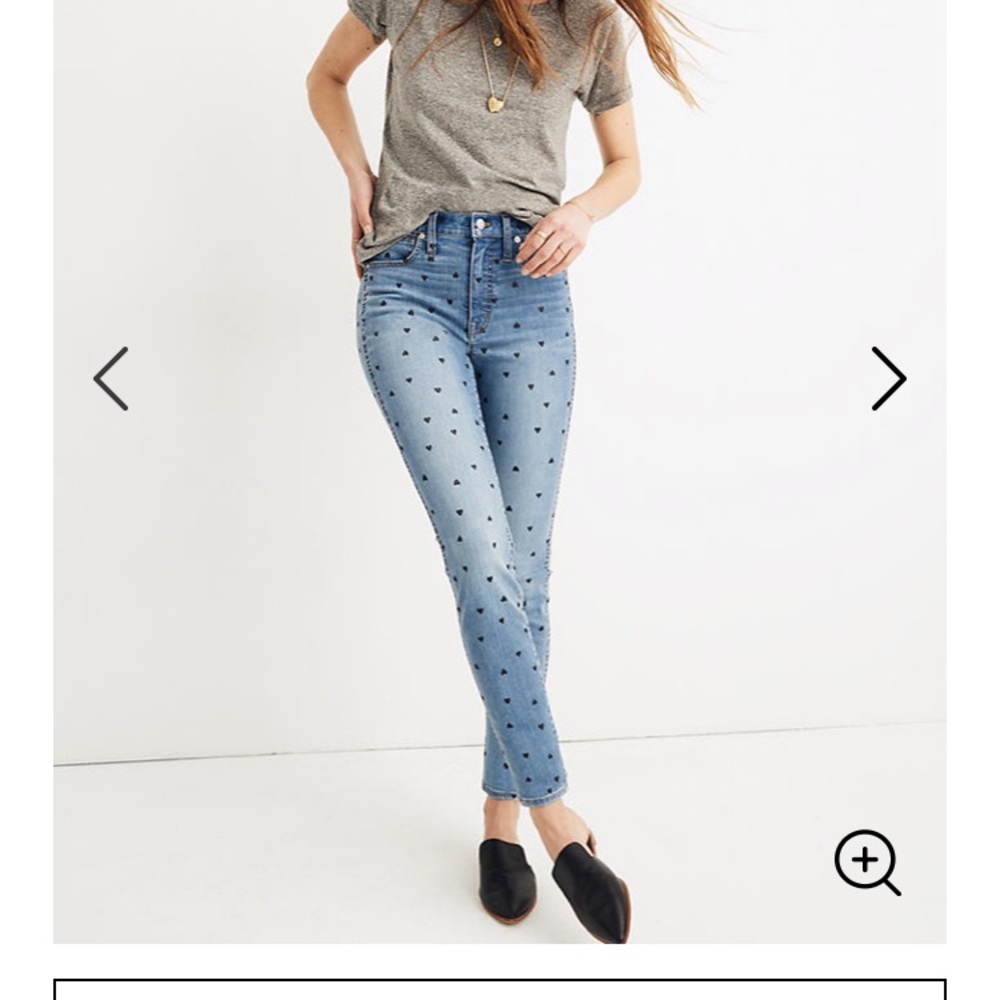NWT Madewell 10" High-Rise Skinny Heart jeans
